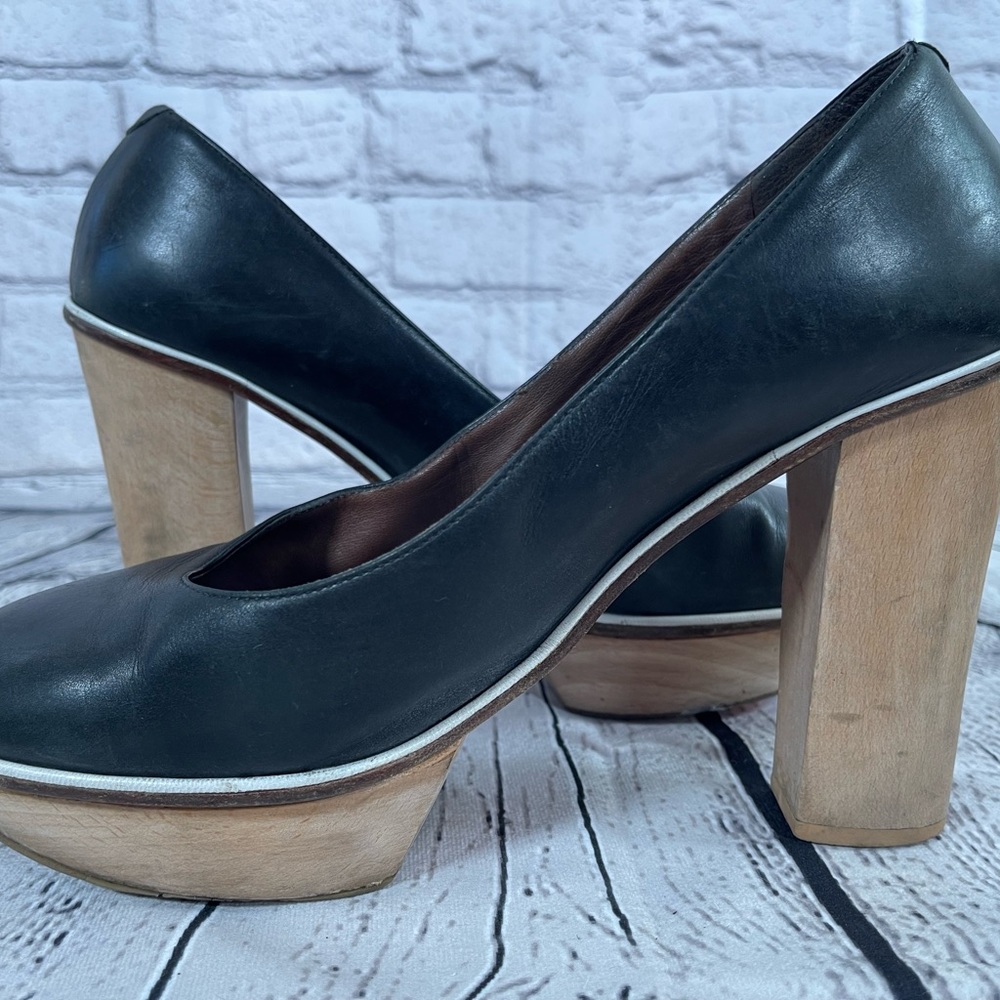MARNI Mary Jane Wood Leather Platform Stiletto platform Heels